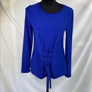 INC International Concepts NWT Electric Royal Blue Lace Up Front Top Small